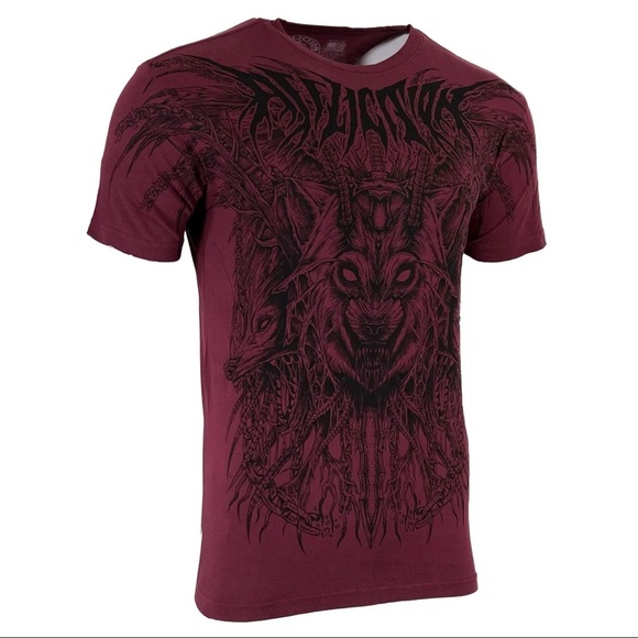 Affliction Men's T-shirt PRIMAL INSTINCT Skull Biker S-3XL NWT - Picture 2 of 9